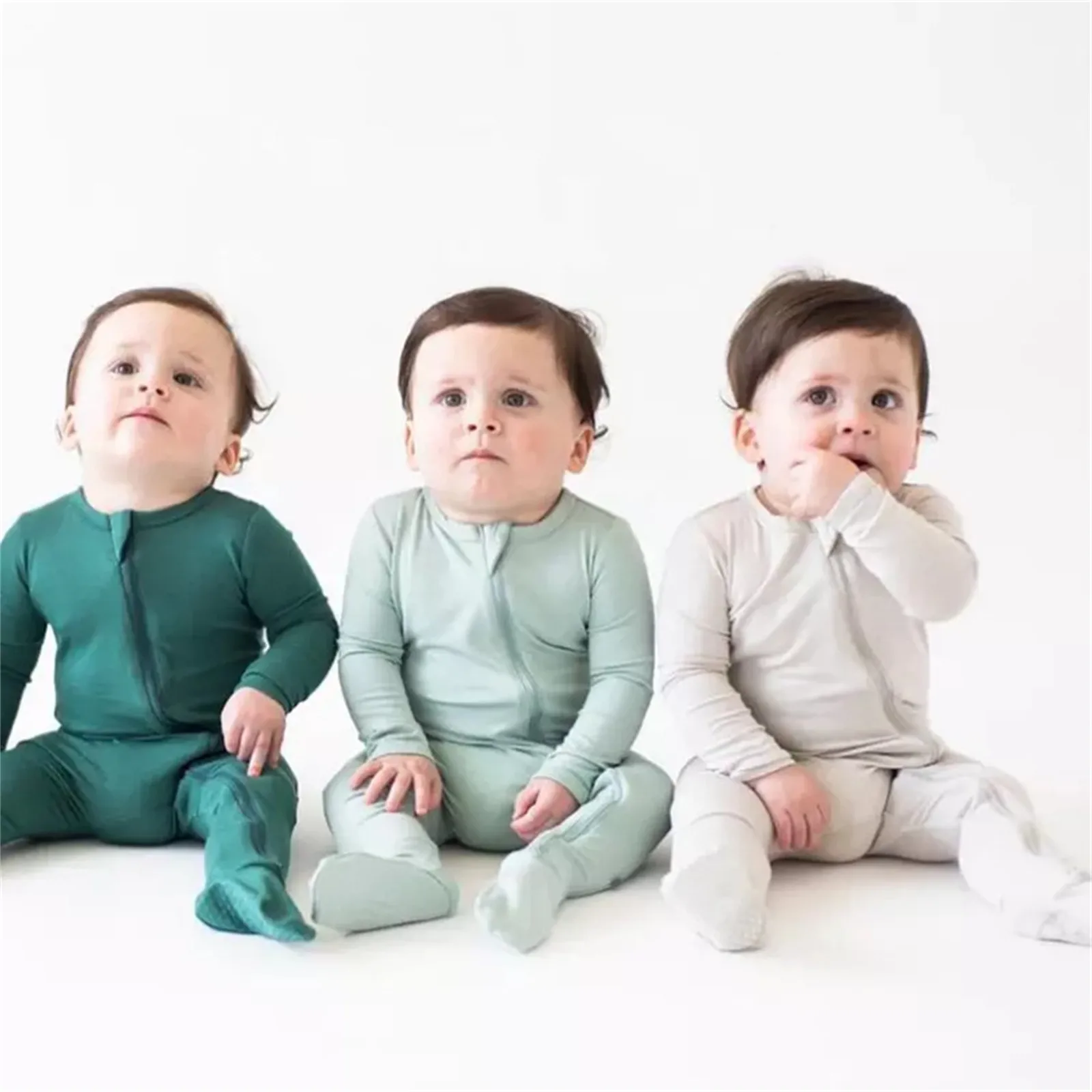 Newborn Baby Rompers 2024 Infant Jumpsuit Bamboo Fiber Baby Boys Girls Clothes Zipper Baby Bodysuit 0 to 18 Months Footed Romper