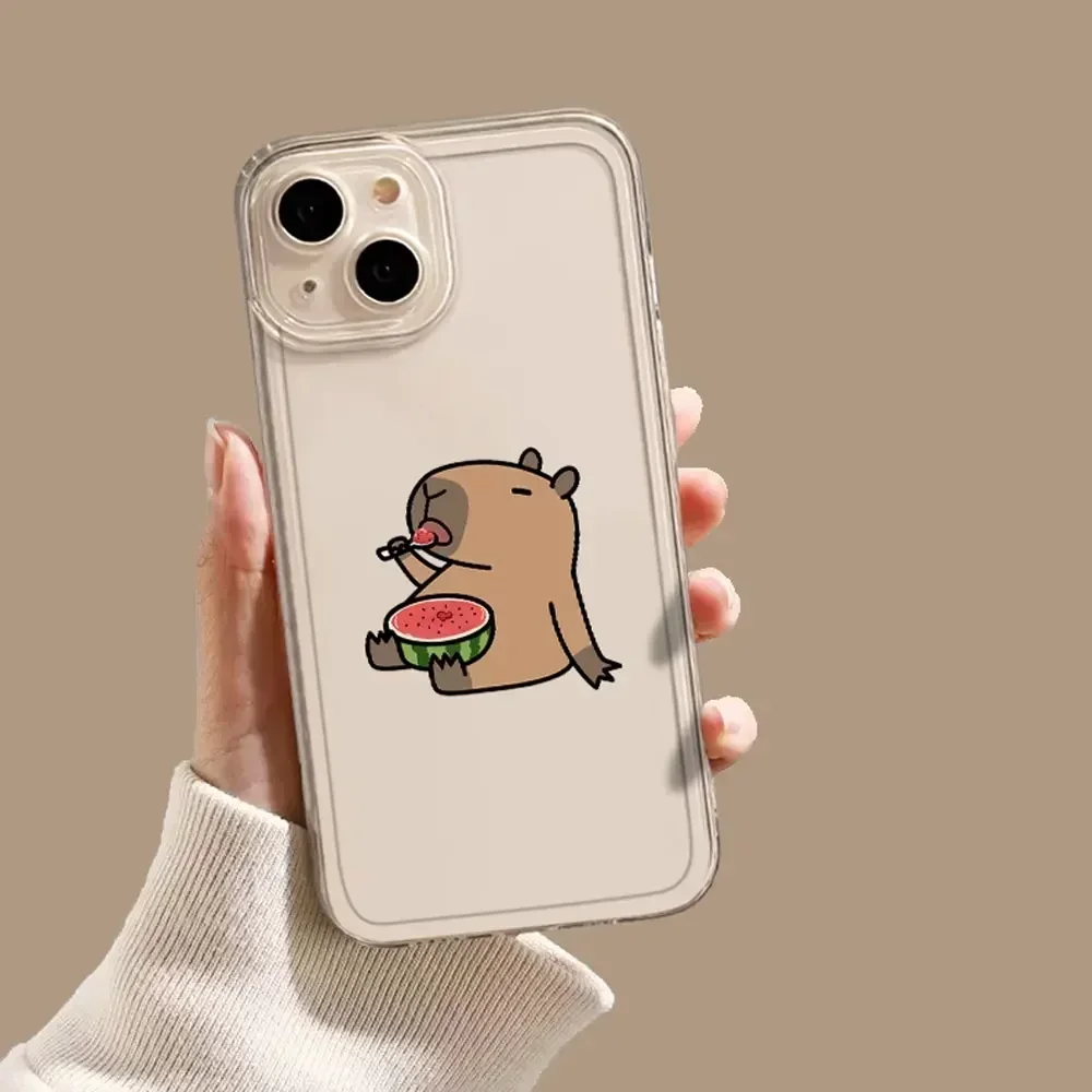 Cute Capybara Phone Case for IPhone 16 15 14 13 12 11 Pro Max Mini X XS MAX 7 8 Plus Fundas Funny Animal Transparent Soft Covers