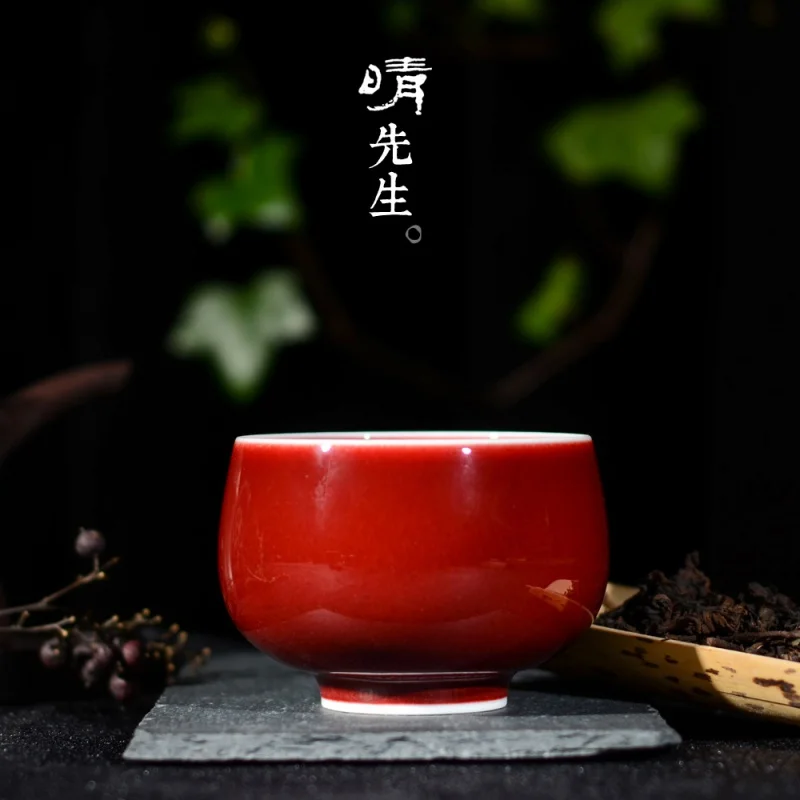 ★Lang HY Master Cup Small Teacup Jingdezhen Ceramic Women's Single Handmade Kung Fu Tea Cup Gaiwan Tea Tea Set