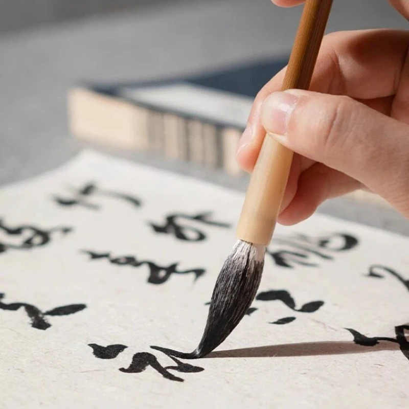 Authentic Fine Goat Hair Calligraphy Brush Professional Seal Cursive Running Script Brush Chinese Painting Dyeing Brush Art Tool