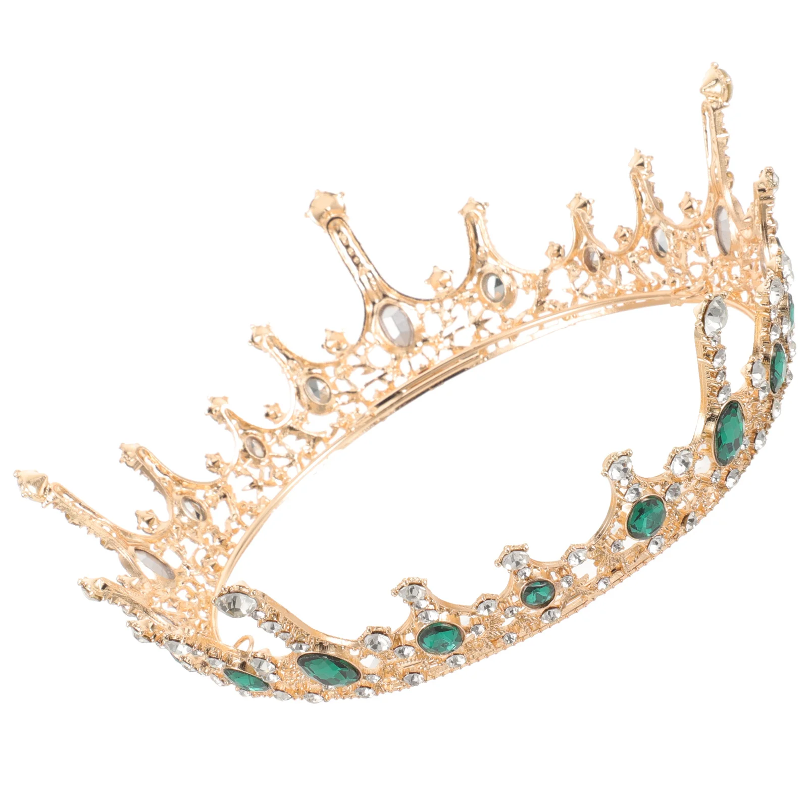 

1pc Crystal Crown Wedding Bride Round Baroque Alloy Tiara For Women Hair Decor Bridal Headdress Party Accessory