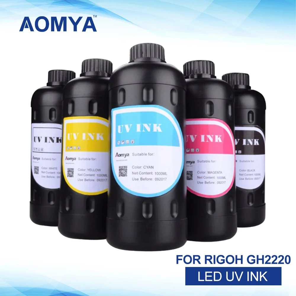 1000ml UV LED Ink for Ricoh GH2220 Industrial Inkjet Printhead / UV Flatbed Printer Soft & Hard UV Ink For Ceramic Metal Glass