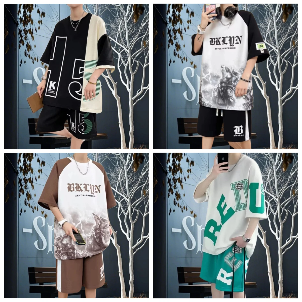 

2025/26 NEW Men's New Fashionable Loose Top Summer Men's Outdoor Quick Drying Soft T-shirt Summer Street Trend T-shirt Set