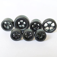 1Set 10.5mm/12.7mm/14.6mm/16.4mm 1/64 Diecast Car Wheels w Rubber Tires for 1:64 Models Hot Wheel/Matchbox/Domeka Bone Shaker