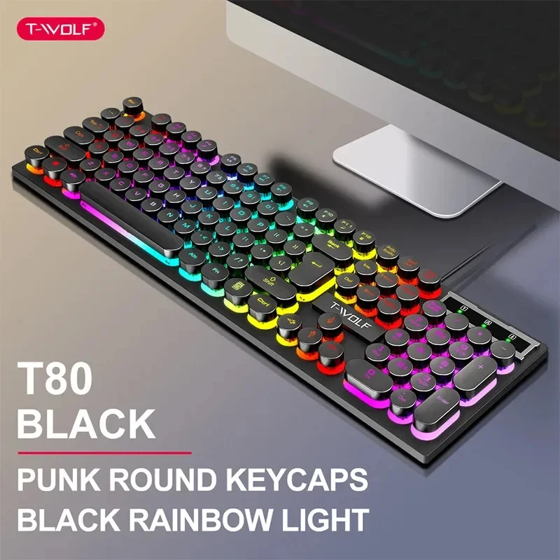 

RGB Gaming Mechanical Keyboard USB Wired 104 Keys Keyboard Backlit Black Red Blue Light for Computer Laptop Pro Gamer Keyboard