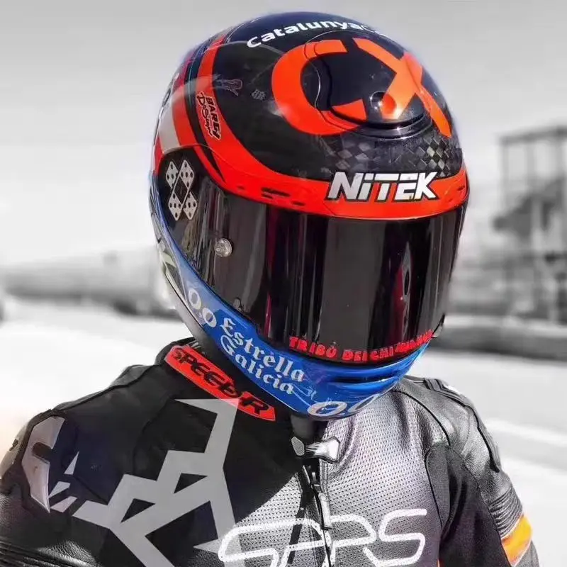 New NITEK Carbon Fibre Motorcycle Helmet ECE DOT Certification Full Face Off-road Helmet Professional Racing Cascos Para Moto