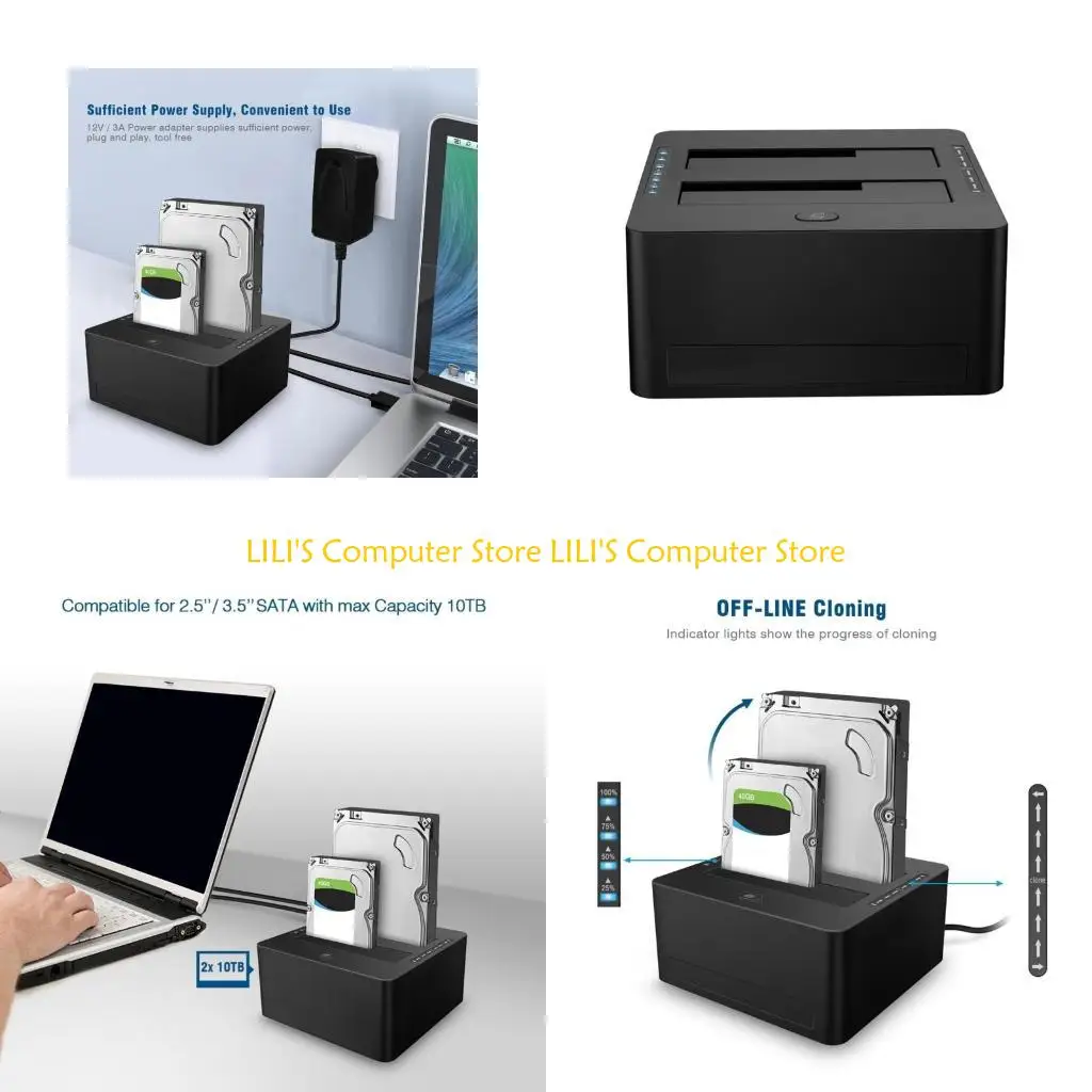 

A52B Fast Speed Double Bay Hard Drive Docking Station USB3.0 to Sata3 for 3.5 2.5inch