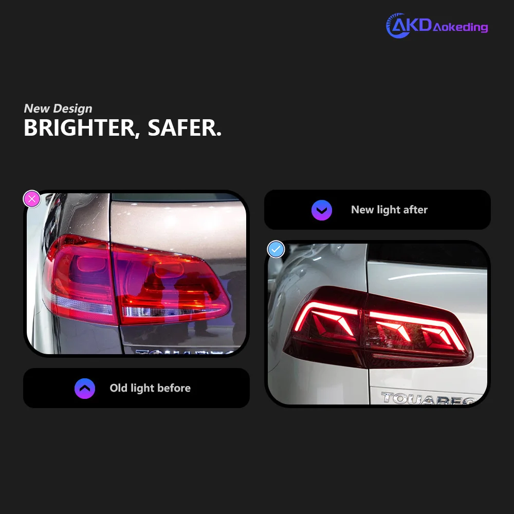 AKD Car Styling Taillights for VW Touareg 2011-2018 LED Taillights DRL Running Turn Signal Rear Reverse Brake Light Accessories