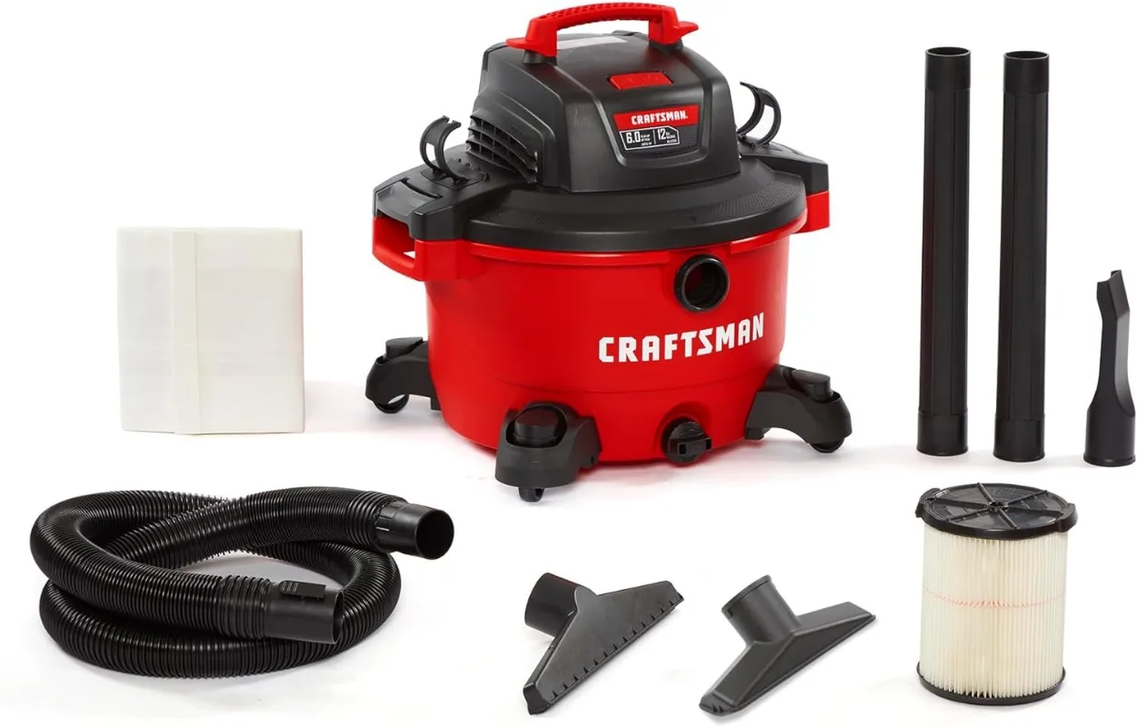 CRAFTSMAN CMXEVBE17594 12 Gallon 6.0 Peak HP Wet/Dry Vac, Portable Shop Vacuum with Attachments