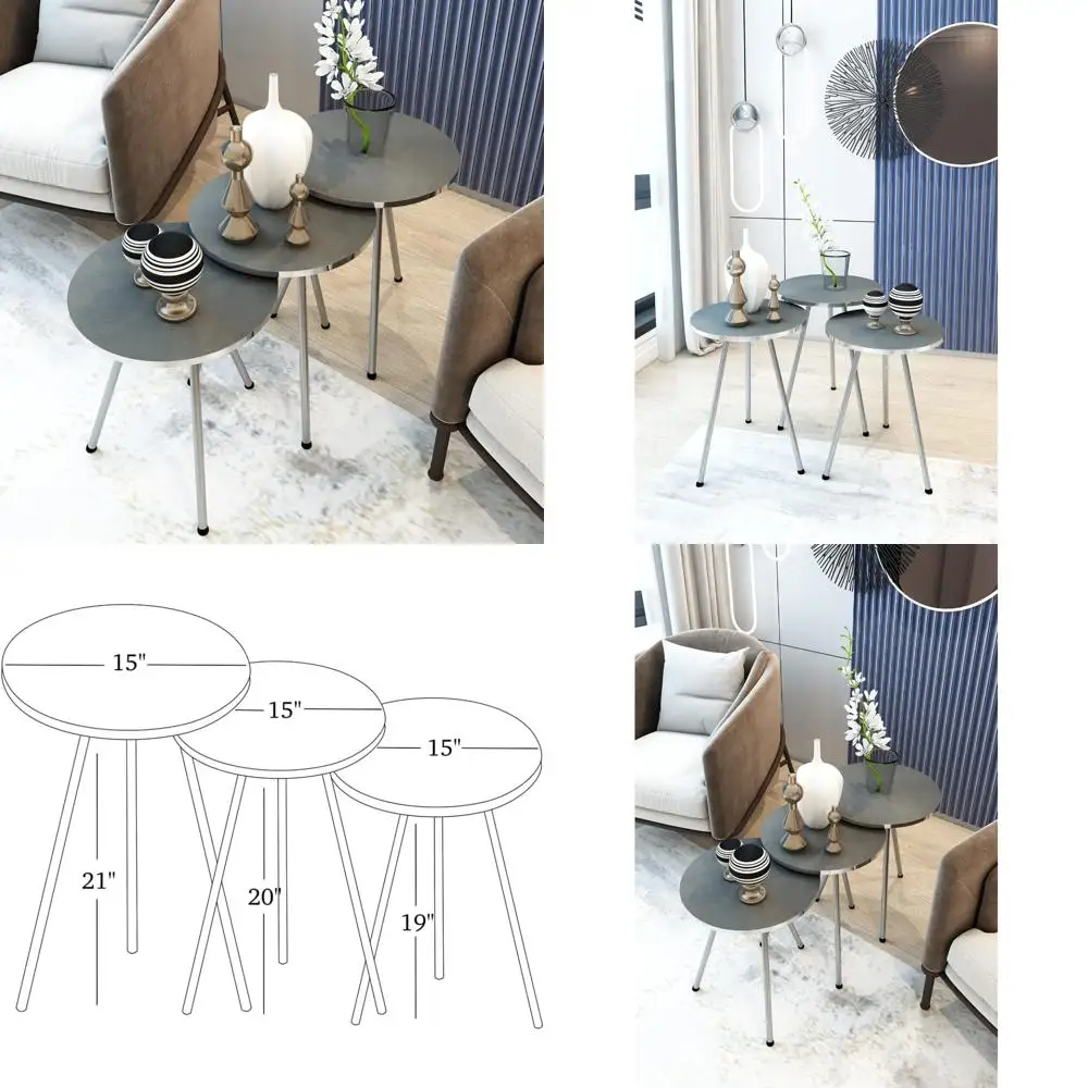 

Компактные круглые журнальные столики из трех частей — штабелируемые приставные столики для плотных помещений, идеально подходят для гостиных, спален и ночей