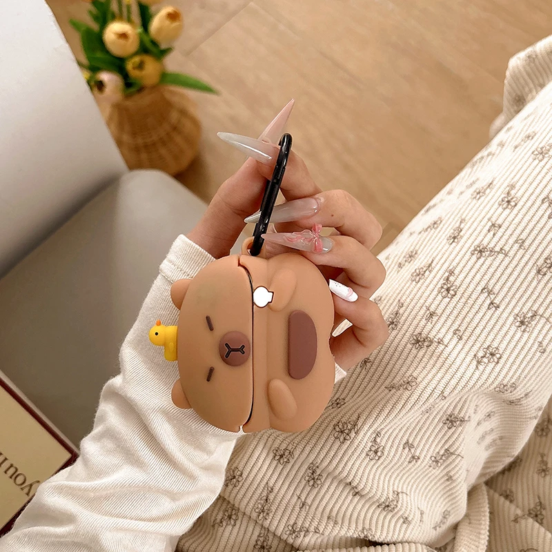 حافظة كابيبارا لهاتف سامسونج جالاكسي Buds3 Pro غطاء حماية لهاتف جالاكسي بادز 3 لطيف وجميل