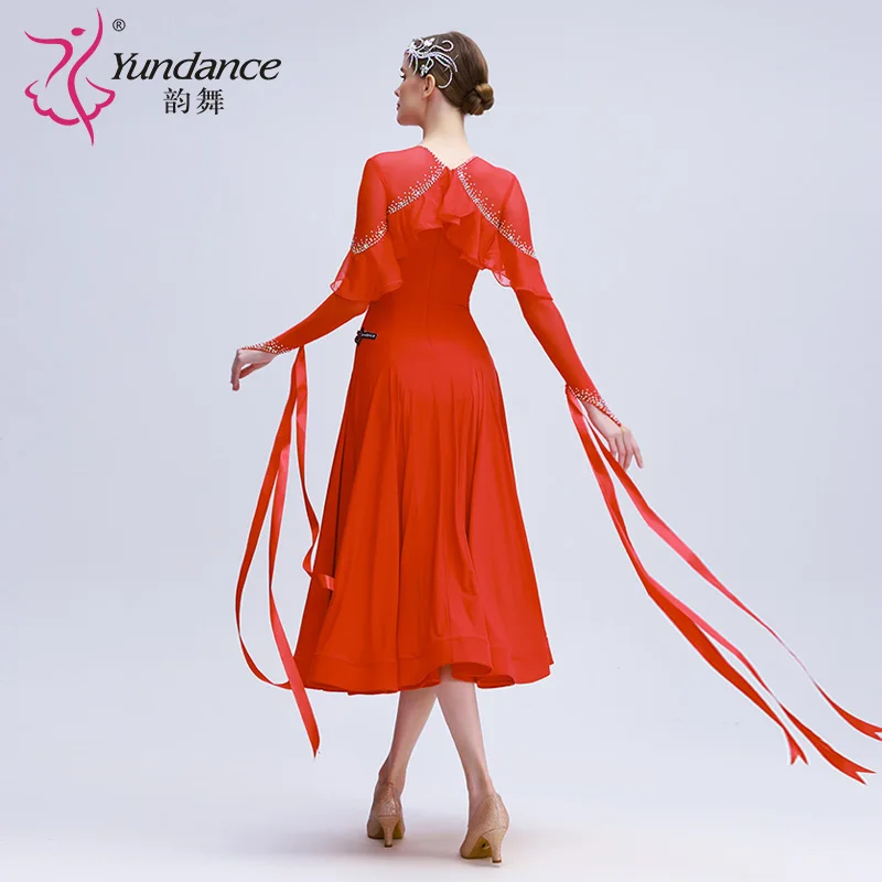 M-24067 Custom new international standard ballroom dance dress high quality chiffon practice training dance dresses for sale