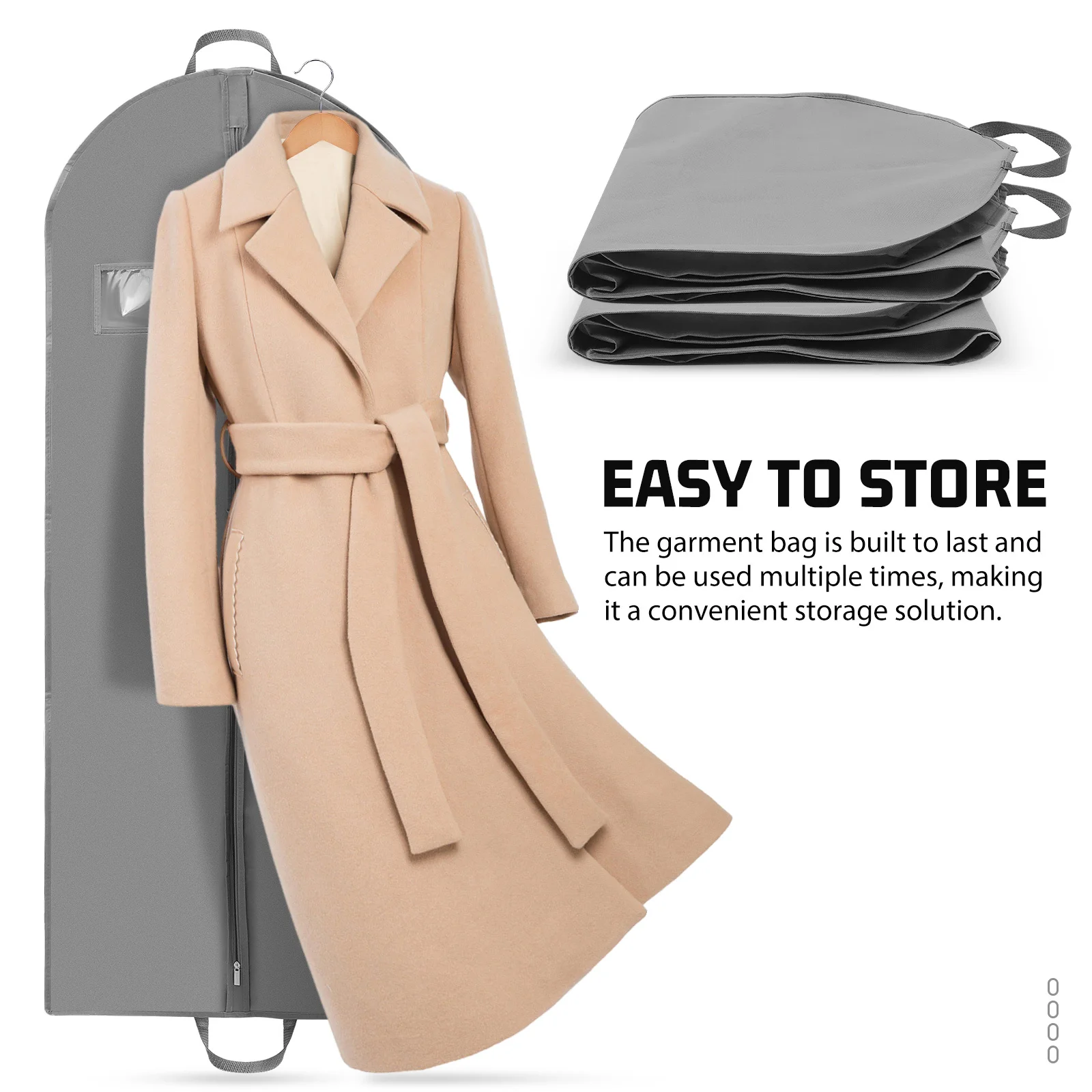 

2 pcs Clothing Bag Dust Proof Cover Garment Storage Non-Woven Fabric Large Transparent Window Reusable Suit Dress Travel Hanging