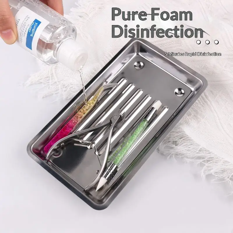 Stainless Steel Tray for Efficient Disinfection and Storage of Nail Art Plates