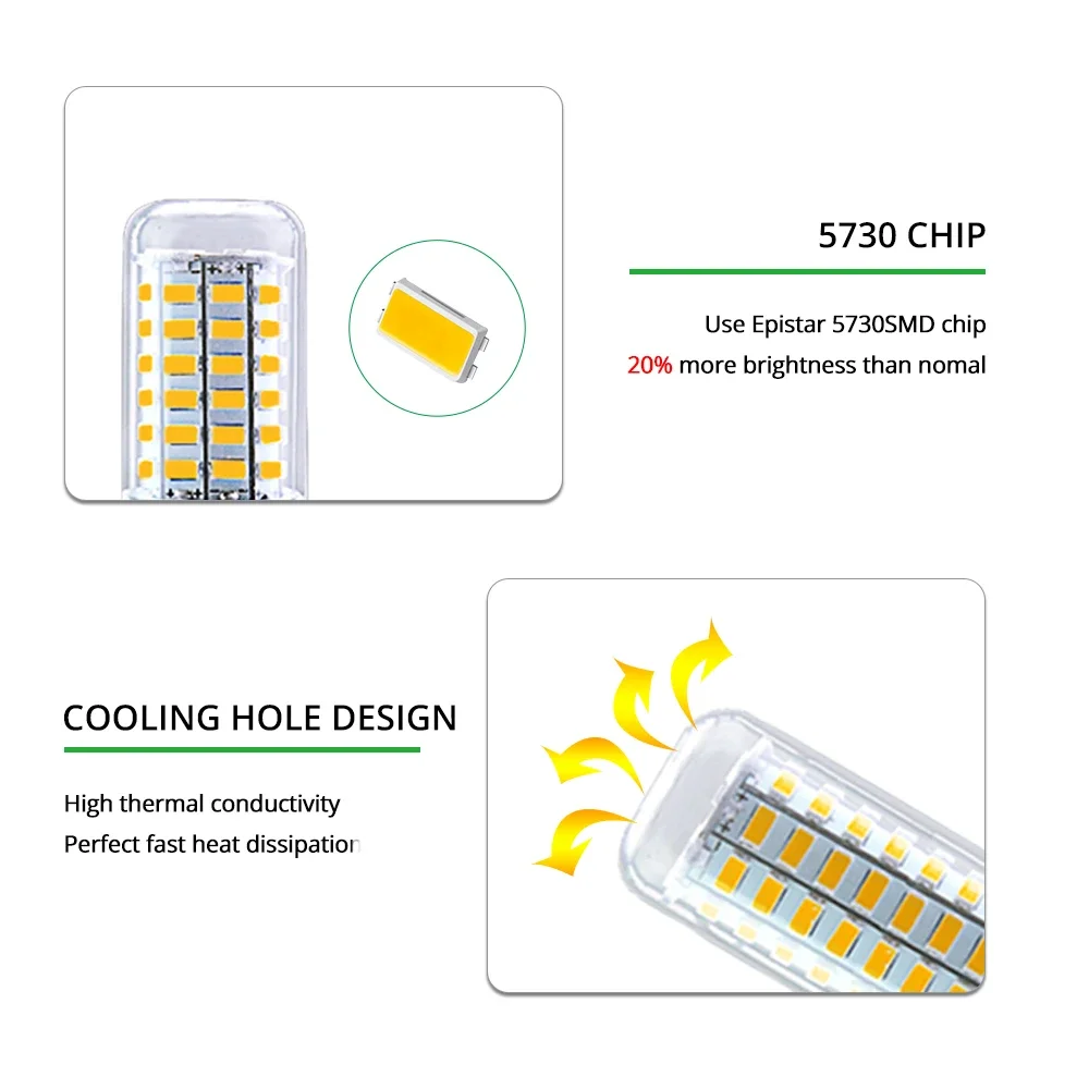 LED Corn Lamp 220V E14 E27 Bulb Lamp Strong Light 2700K 6500K Corn Bulb Light 2835SMD 360 Beam Angle Replace Halogen Lighting image 2