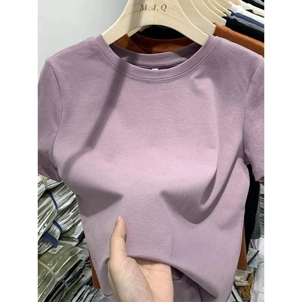 

Women's Cotton T-irt Cleanfit Sle A-Line Sve Ladies Top Clothing Summer Faion Casual Comfortable Breathable Tee