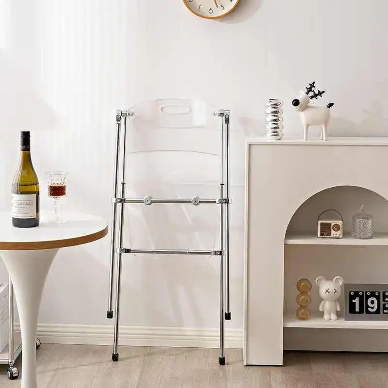 Transparent Chair Nordic Folding Chair Ins Net Red Dining Chair Home Back Modern Simple Acrylic Makeup Stools