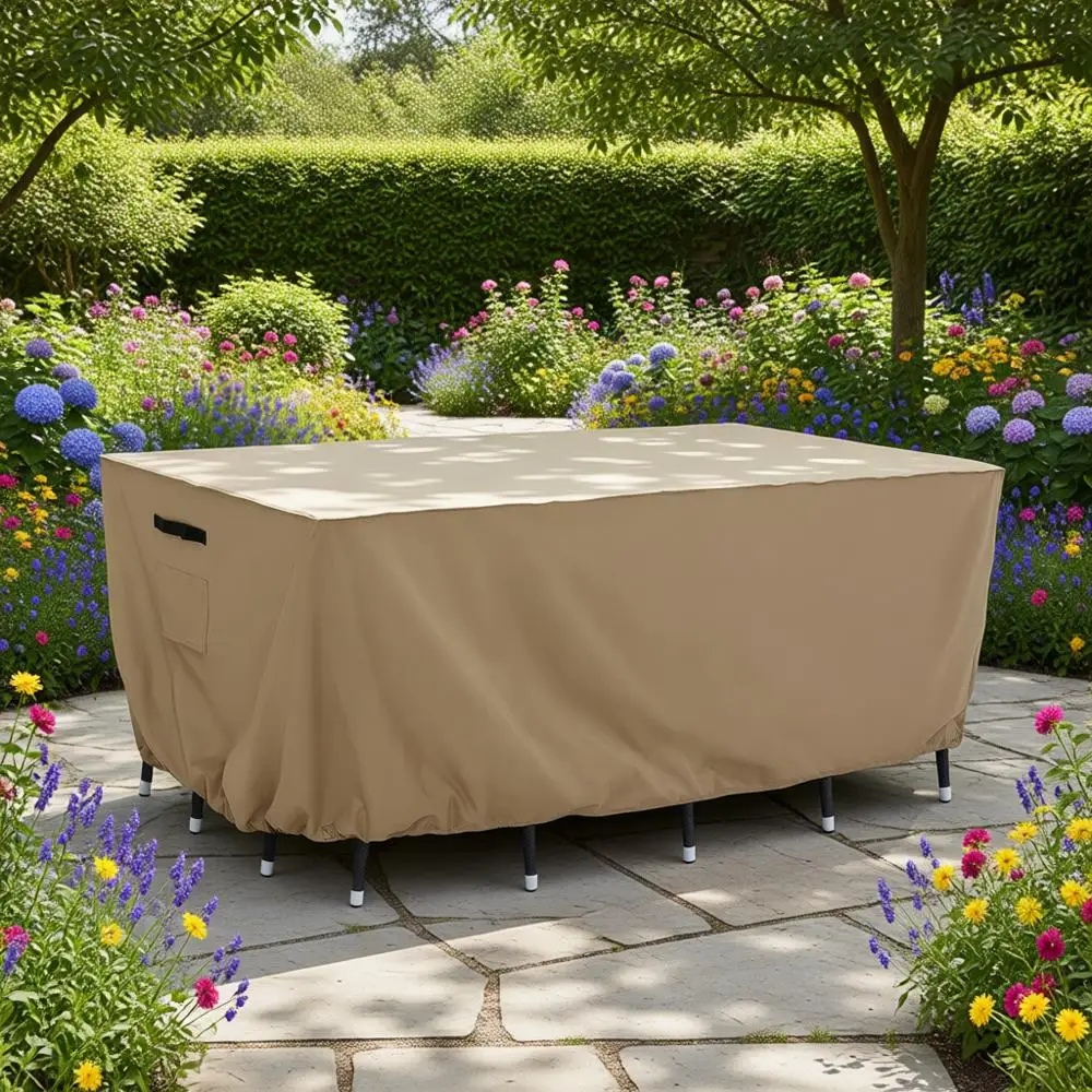 

Outdoor Dining Set Cover, Weatherproof, 62L x 42W x 27.8H, Taupe