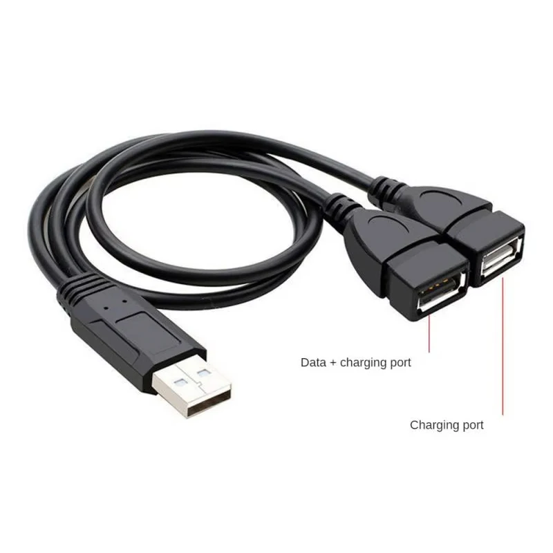 1 Stecker auf 2 Buchsen Verlängerungskabel OTG USB 2.0 Splitter Y-Kabel Stromadapter Konverter für Laptop Auto Datenübertragung Laden