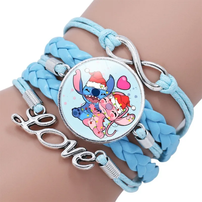 Disney-pulsera acrílica transparente con estampado de Lilo & Stitch para niños, dibujos animados, regalo de Navidad