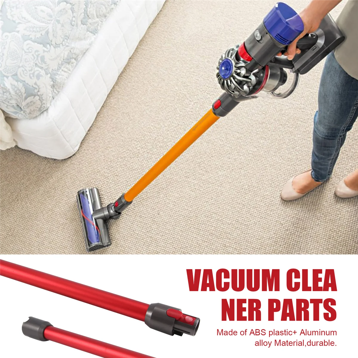 Tubo de varilla de extensión de liberación rápida para Dyson V7 V8 V10 V11 piezas de recambio de aspiradora de mano rojo