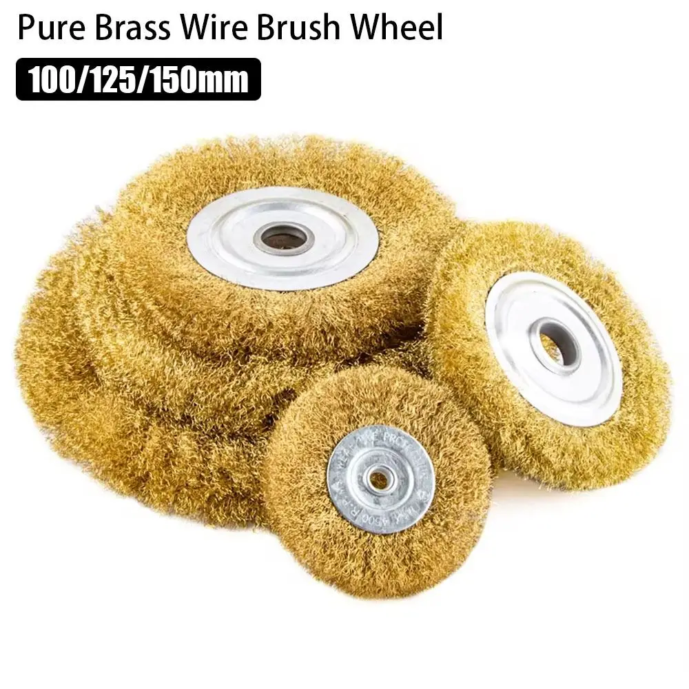 100/125/150mm Copper Wire Wheel Pure Brush For Bench Grinder Flat Type Polishing Abrasive Tool For Metal Derust Wood Deburring