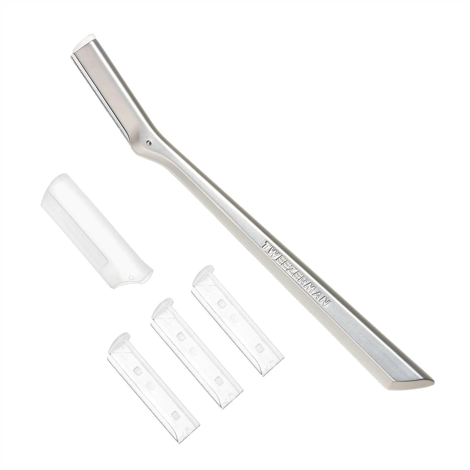 

Stainless Steel Facial Razor for Peach Fuzz Removal, Gentle Exfoliation, 3 Replacement Blades Included