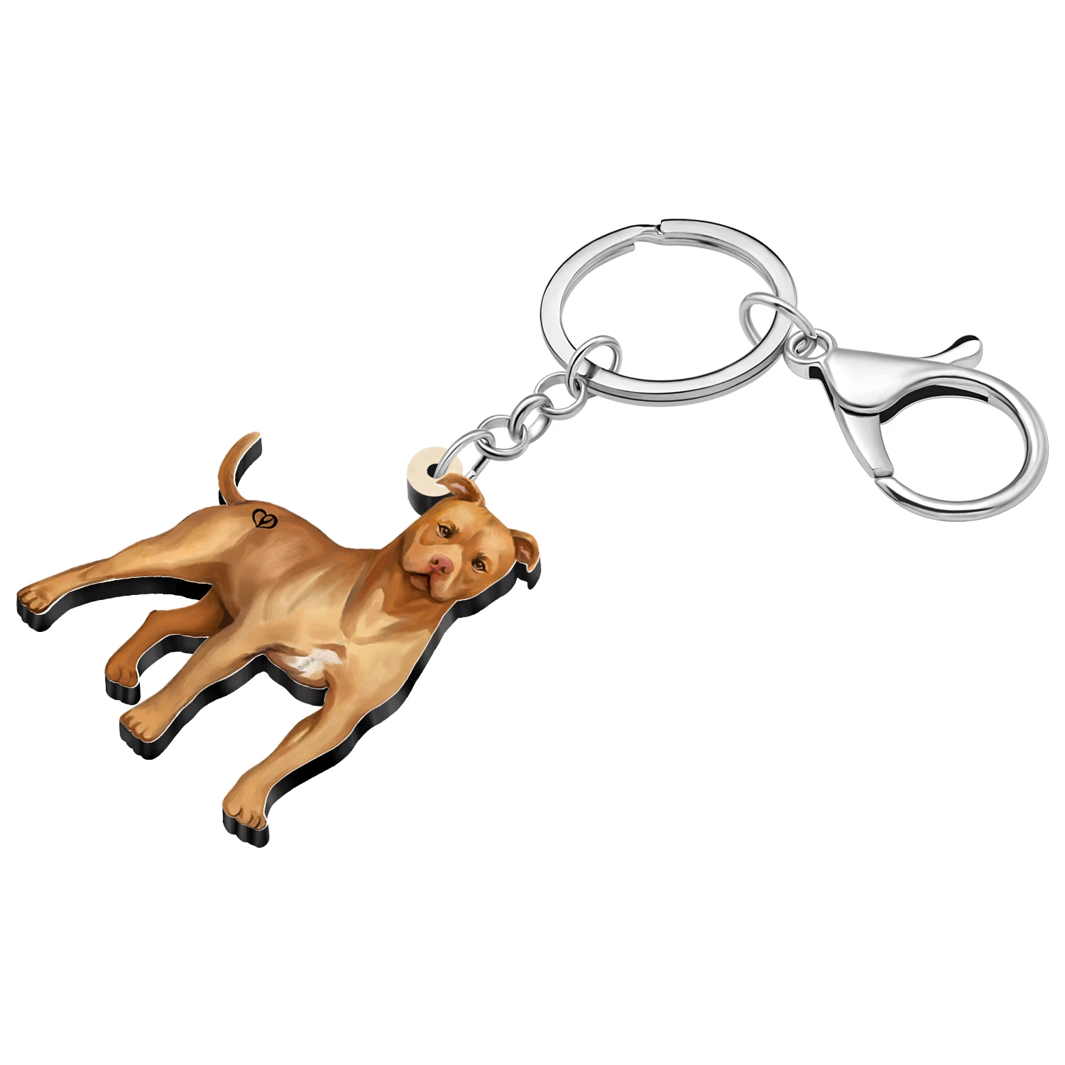 WEVENI Acrylic Pit Bull Terrier Doggy Puppy Key Chains Novelty Purse Bag Pets Keychains Key Ring Jewelry Gifts For Women Kids