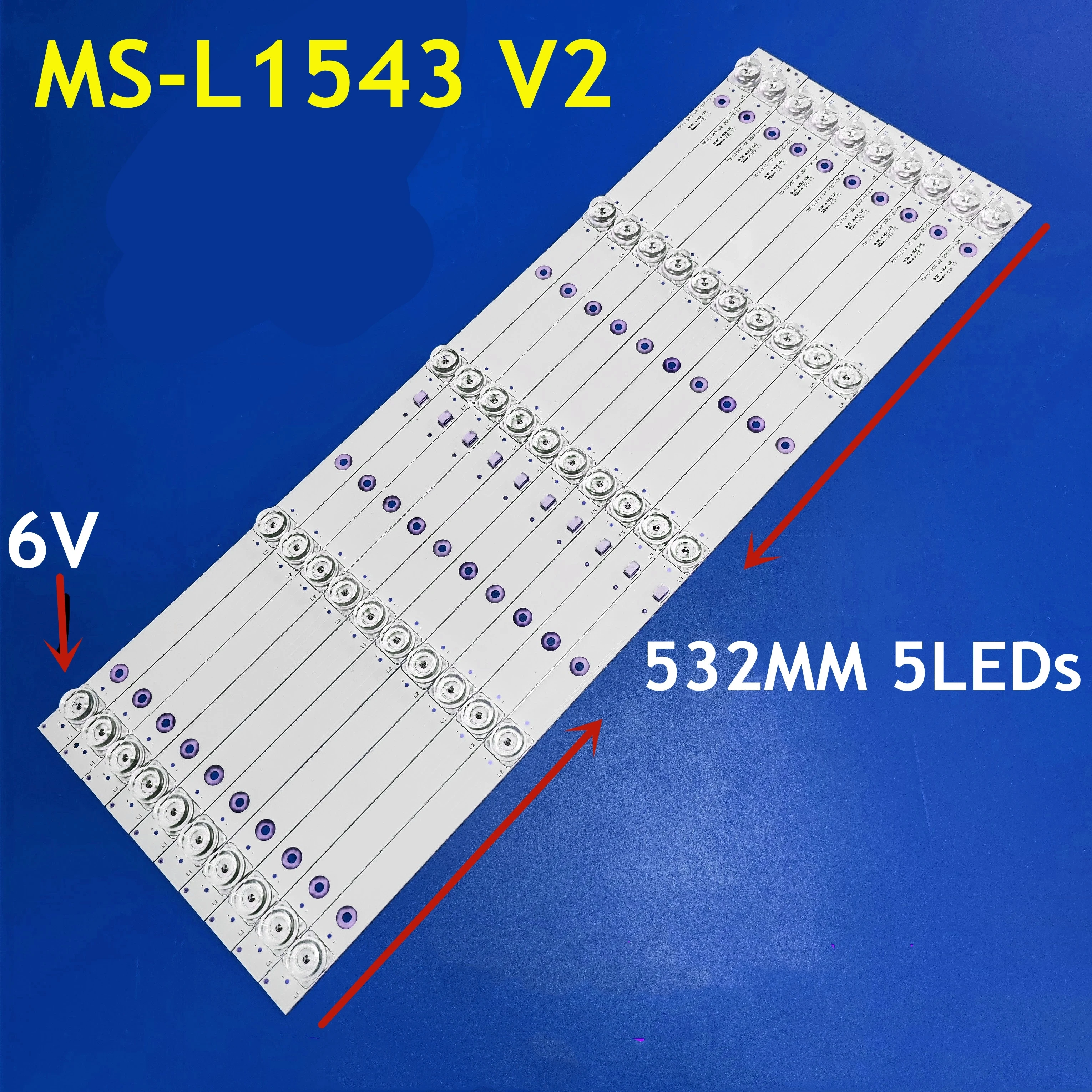 

5set =50pcs LED Strip SUNNY AX55CRE88/0227 MS-L1543 V2 A3 53CM 6V 188-192LM CX550DLEDM LE-5529ST