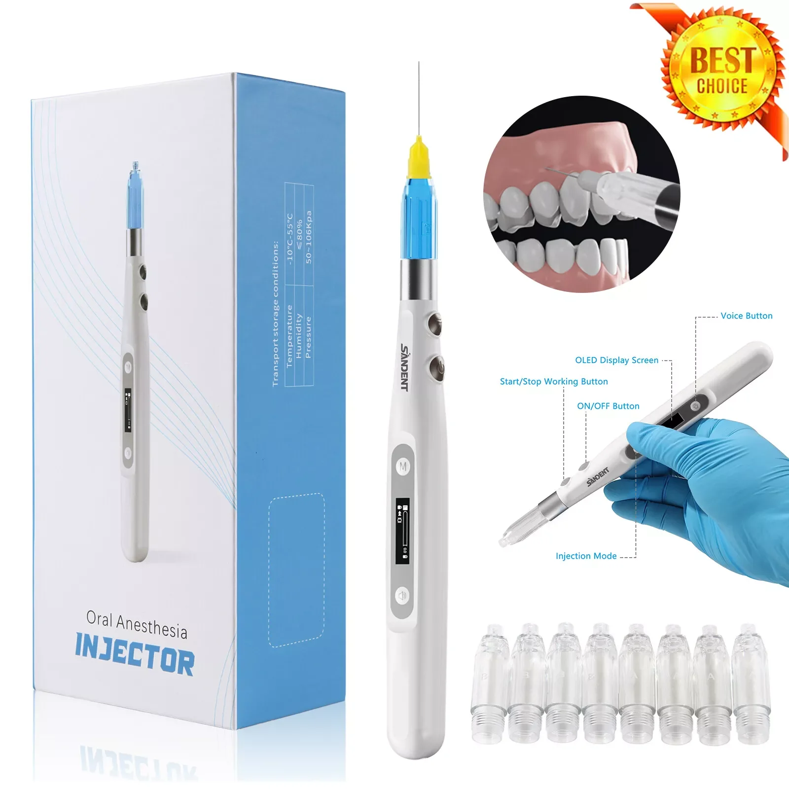 Dental Painless Oral Local Anesthesia Delivery Device Pen Injector Fit Woodpecker