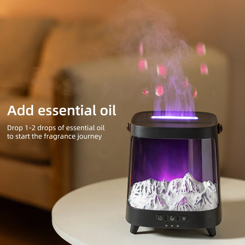 

1PC Simulated Volcanic Desktop Humidifier 7-Colorful Flame Eruption Three-Level Timer Ideal For Hallowmas Decorate New Year Gift