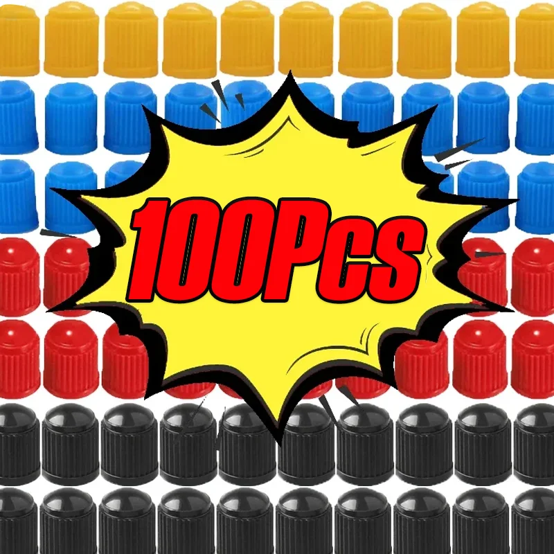 

100Pcs Colorful Tire Valve Stem Caps Plastic Wholesale Plastic Tubeless Tyre Wheel Dustproof Air Valve Cap Motorcycle Parts