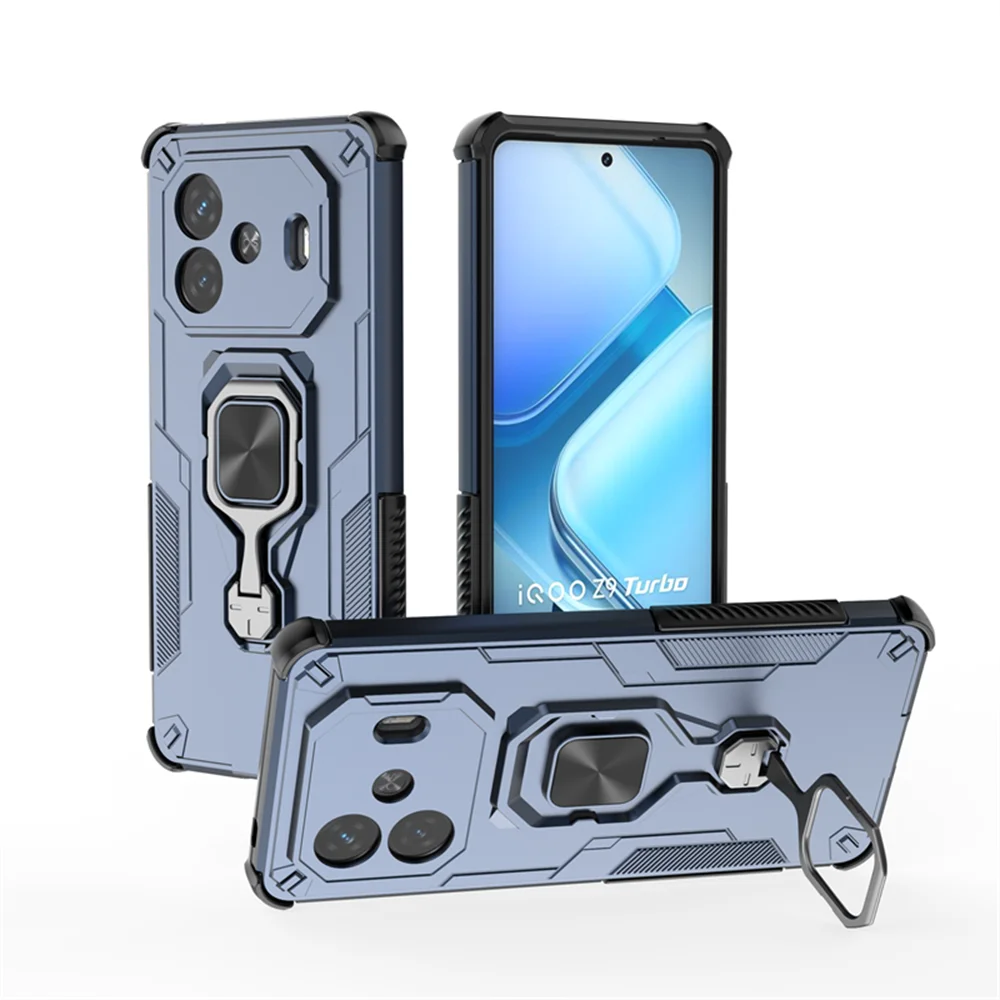 Vivo iQOO Z9 Turbo 5G Fusionリングアーマー携帯ケース Vivo iQOO Z9 Turbo iQOOZ9Turbo用 全面保護カバー 耐衝撃ケース