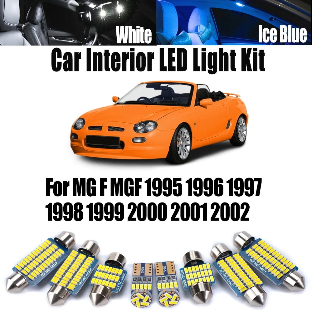 9Pcs LED Interior Map Dome Footwell Trunk Light Kit For MG F MGF 1995 1996 1997 1998 1999 2000 2001 2002 Canbus Car Accessories