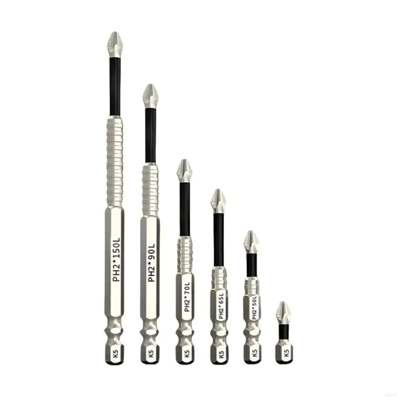 

H58C 6Pcs Screwdriver Drill Bit Set For Electric Drills Impact Driver Profession Antislip Design Enhances Durability