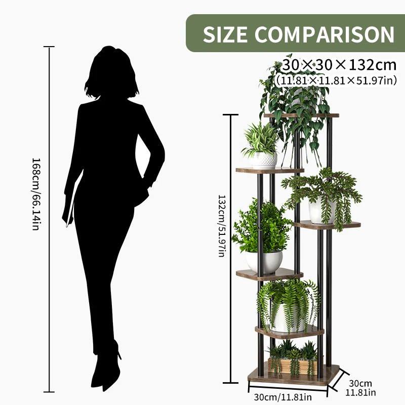 Stojak na rośliny i stojak na kwiaty Drewniana półka 5/6 warstw Stojak ekspozycyjny Półka do przechowywania Stojak na doniczki Półki z organizerem