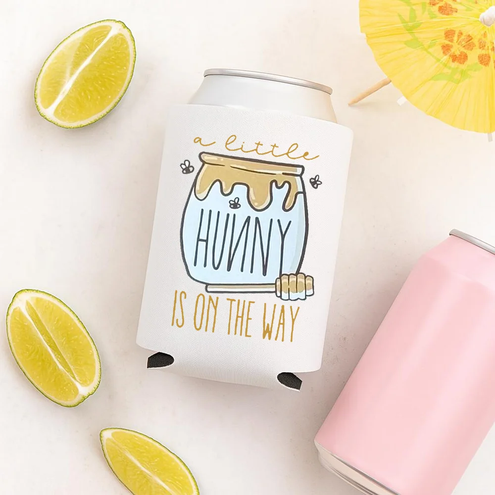 4Pcs Ocean/Golf/Western Theme Baby Shower Decoration Can Coolers A Little Hunny Is on The Way Cute Favors and Gifts for Guests