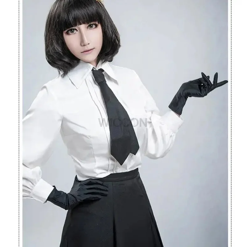 Anime Bungo Stray Dogs Detective Agency Member Akiko Yosano Cosplay Costumes Shirt Skirt Tie Gloves School Uniform Suit and wig image 6