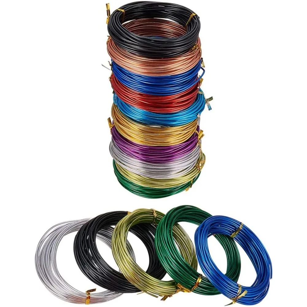 Round Aluminum Wire Mixed Color 12 Gauge 2mm 32.8 Feet(10m)/roll 10 rolls/box