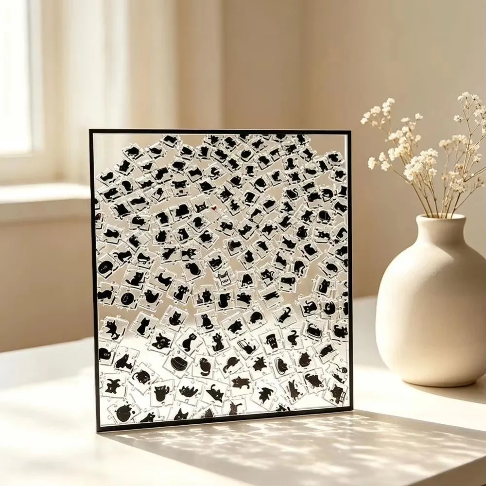 Irregular Piece Acrylic Cat Puzzle Transparency Non-Repeating Pattern Cat Jigsaw Puzzle Cat Themed Artwork Animal Jigsaw Puzzle view 5