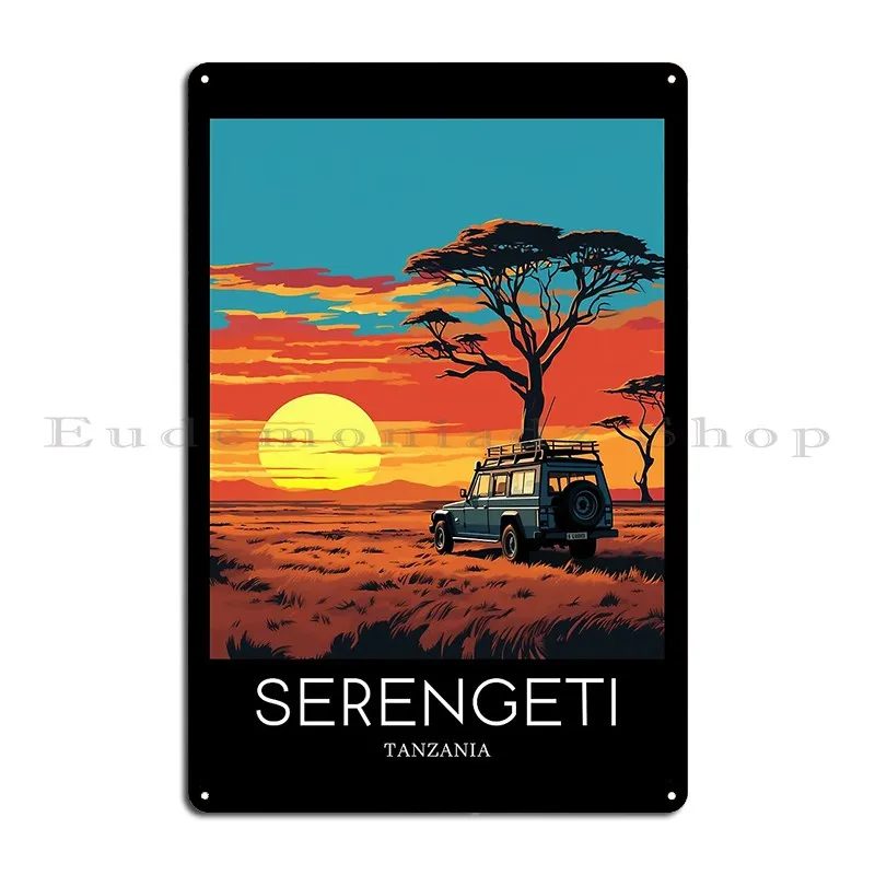 A Pop Art Travel Print Of The Serengeti National Park Tanzania Metal Plaque Poster Printed Wall Pub Wall Custom Tin Sign Poster