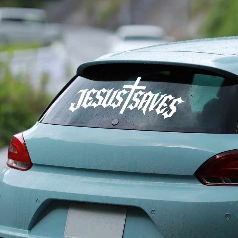 Jesus Saves Gothic Cross Vinyl Decal, Trendy Stylish Waterproof Lettering Decal For Car Window Truck Motorcycle Exterior Decor