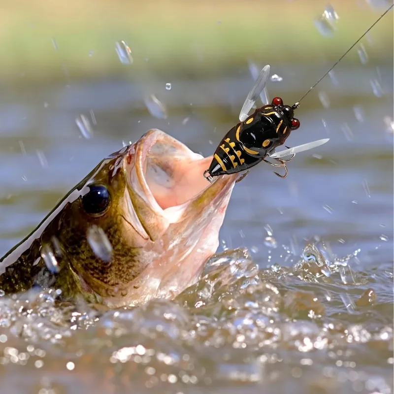 Cicada Fly Fishing Lures 4cm/5.5g Artificial Fishing Bass Bait 3D Holographic Eyes Fishing Hard Lures Cicada Bait for Fishing