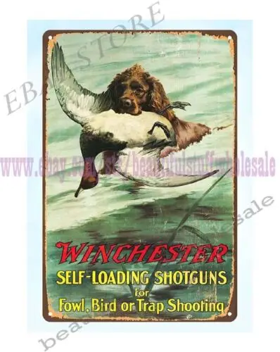 Self-Loading Shotgun hunting dog mallard duck metal tin sign ammogun