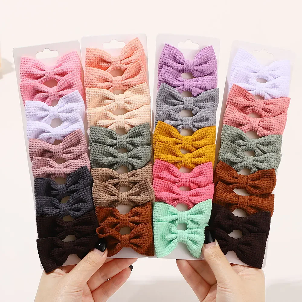 10Pcs/Set Girls Solid Waffle Pattern Hairpins Hair Bows Clips Hairgripes Barrettes for Infants Toddlers Kids Hair Accessories