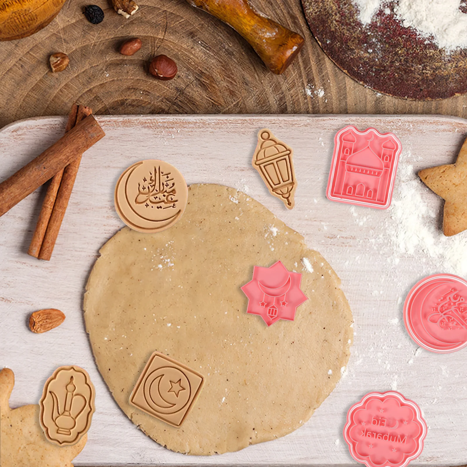 

16Pcs Eid Cookie Cutters Biscuit Mold Ramadan Cookie Stamp Creative Baking Supplies Set Ramadan Biscuit Mold Fondant Tools