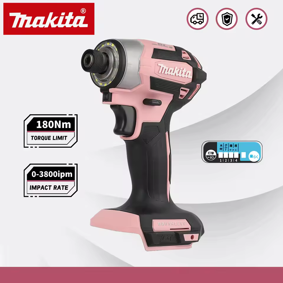 Makita 18V DTD173 Black Pink Brushless Drill Power Tool for Home Improvement And DIY 180Nm Electric Wood/Bolt/T-Mode