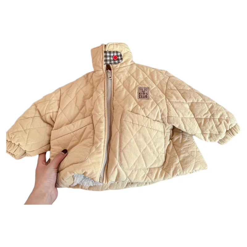 

Children Coat Winter Plus Velvet Baby Girl's Coat Cotton-padded Jacket Warm Loose Outwear
