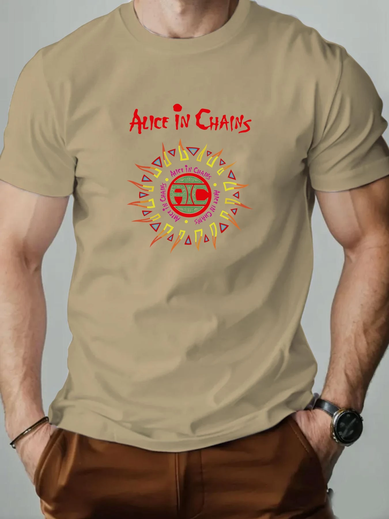 

Trendy Alice in Chains Letter Print T Shirt For Men Summer Leisure Loose Comfortable O-Neck Short Sleeve Tee Streetwear Pullover