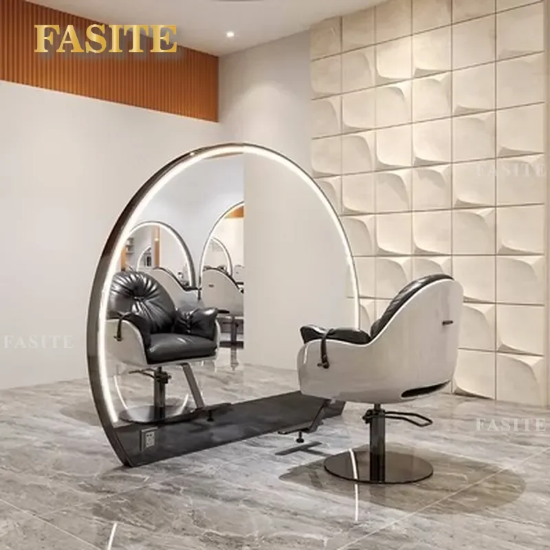 For Hair LED Double Sided Full Body Floor Mirror Barber Shop Hairdressing Table Single Sided Mirror New Style Furniture